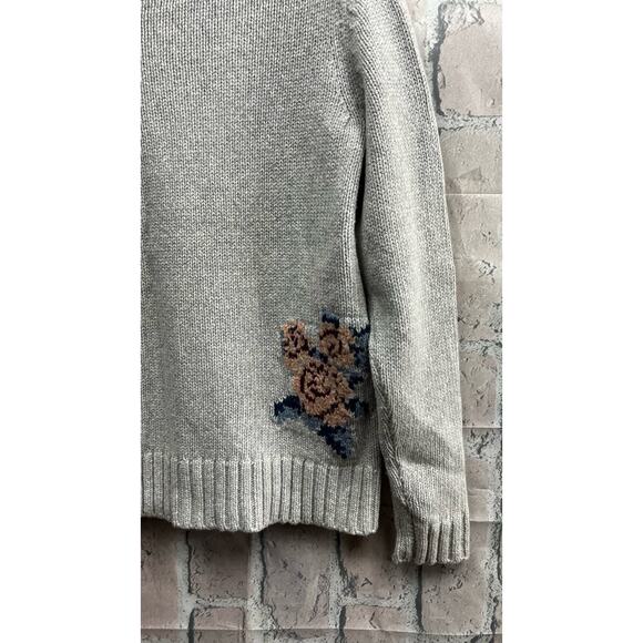 Rebecca Taylor La Vie - Grey Wool Blend Sweater W/ Floral Print Detail Size S - Picture 7 of 10